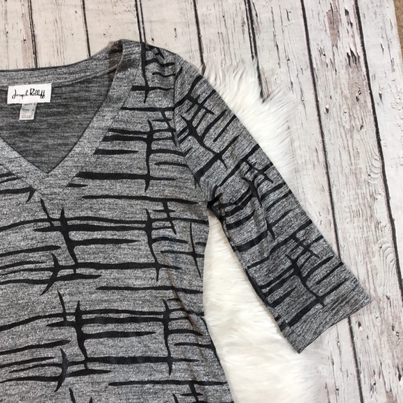 Joseph Ribkoff Shimmer Geometric Asymmetrical Top - Picture 9 of 11